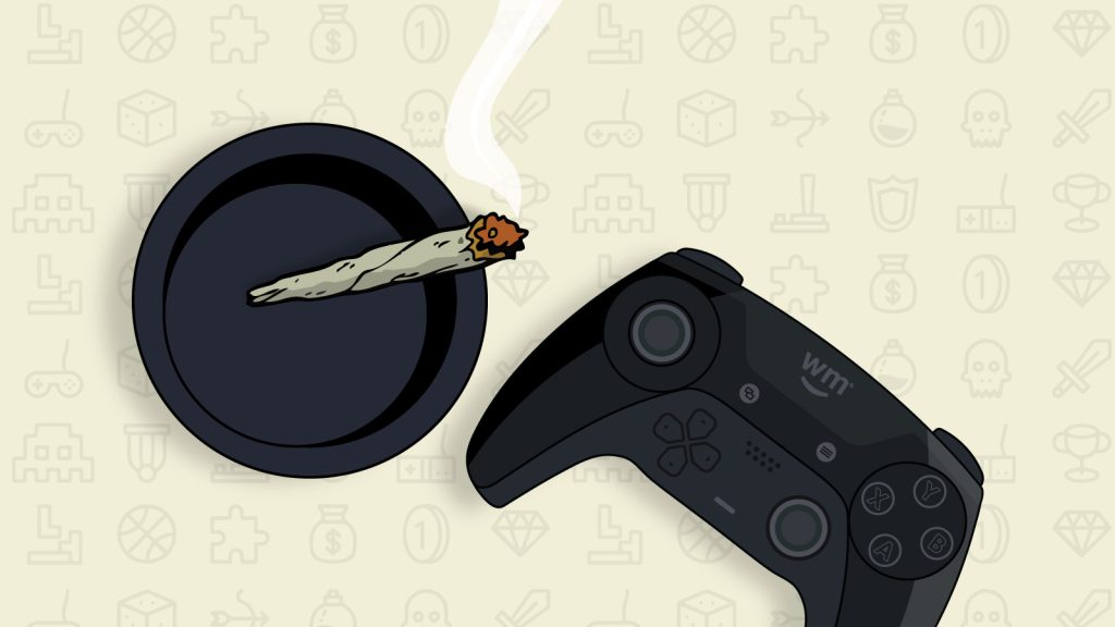 Video games to play with Player smoking cannabis Image